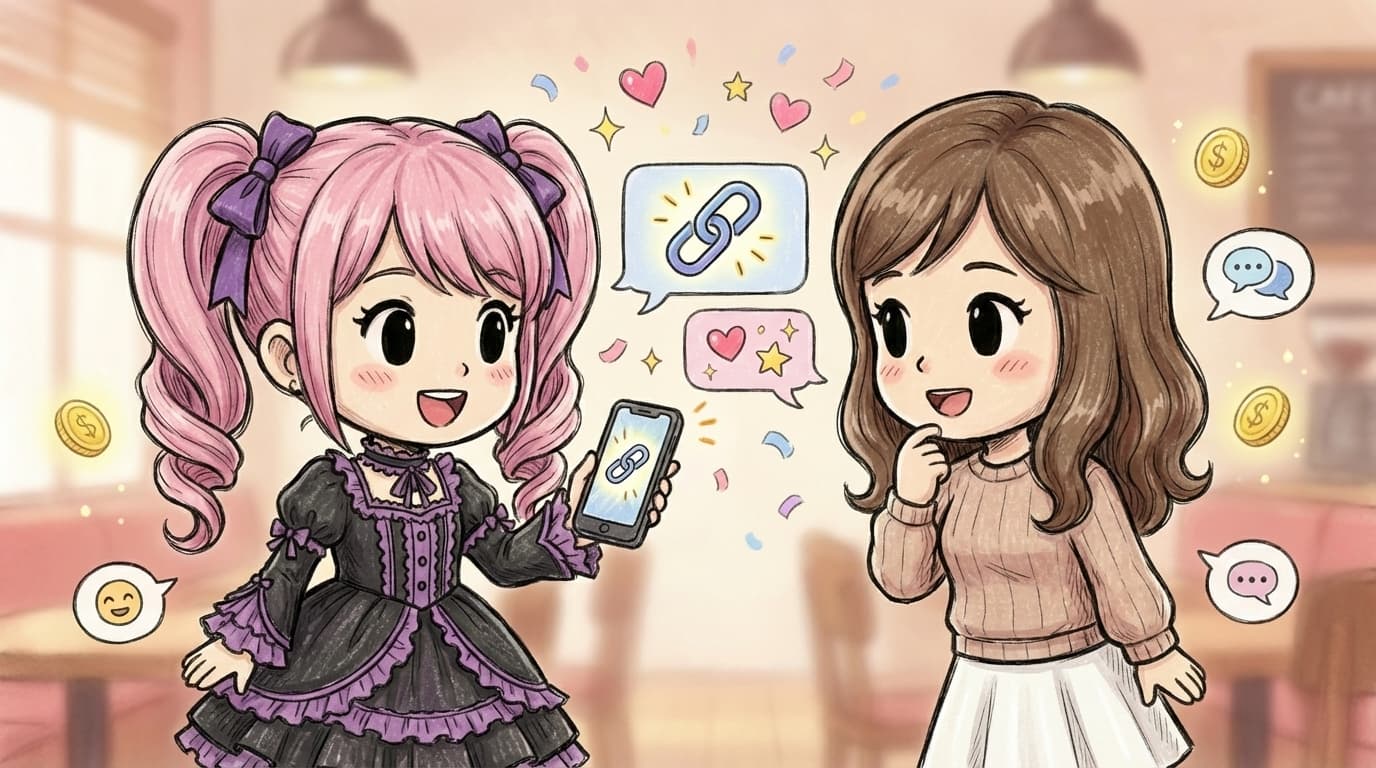 友達にURLを送るシーン
